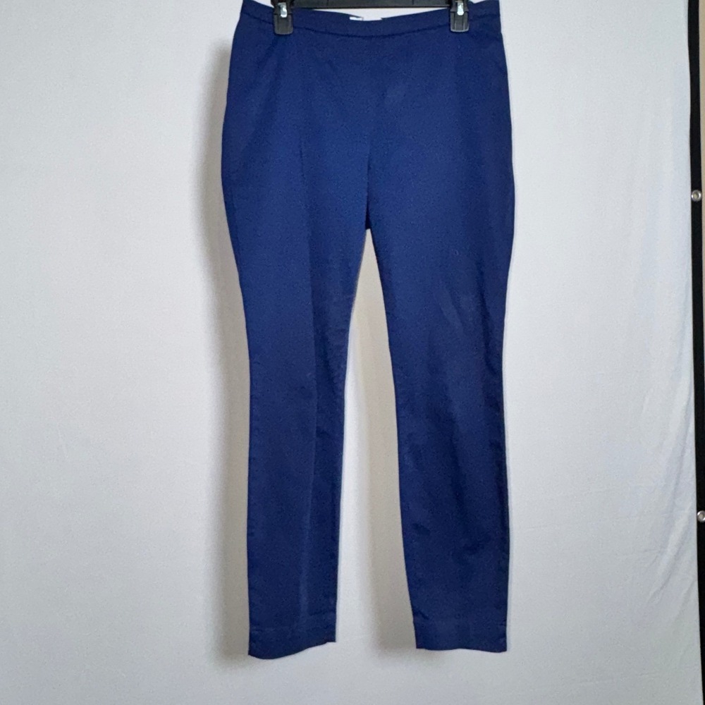 Tommy Bahama Boracay Ankle Pants Blue Cotton Tencel Stretch Slim Side Zip Size 8